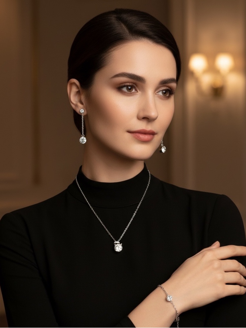 NIB AURA by preciosa crystals set (necklace, drop earrings and bracelet)